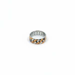 Men’s Braided Pattern Dual Tone 925 Silver Band Ring