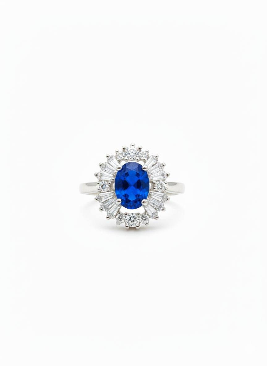 Royal Blue Stone 925 Sterling Silver Ring - Image 2