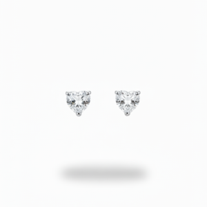 Heart Cut Solitaire 925 Silver Stud Earrings