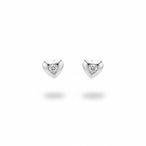 Classic Heart Design 925 Silver Stud Earrings with Sparkling Stone