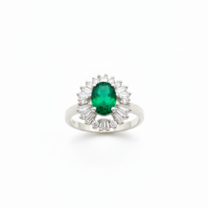 Classic Green Stone 925 Sterling Silver Ring